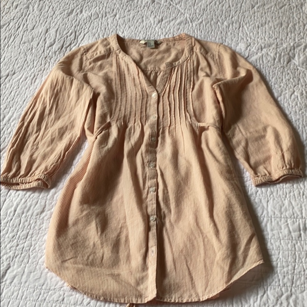 Forever21 peach/white stripe buttondown dress sz10